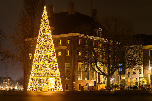 istock Christmas tree with old Dutch building facades at night 2246525994