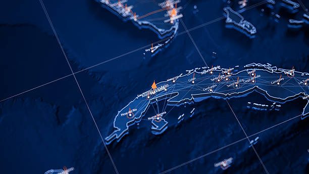 istock Havana map big data visualization. Futuristic map infographic of city in Cuba. Visual map data complexity in modern blue and orange colors 2246528082
