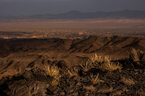 Rugged beauty, mountain landscape in the desert at sunset