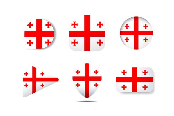 istock Set of Georgia Flag Icons  in Various Round, Square, and Triangular Shapes 2246529806