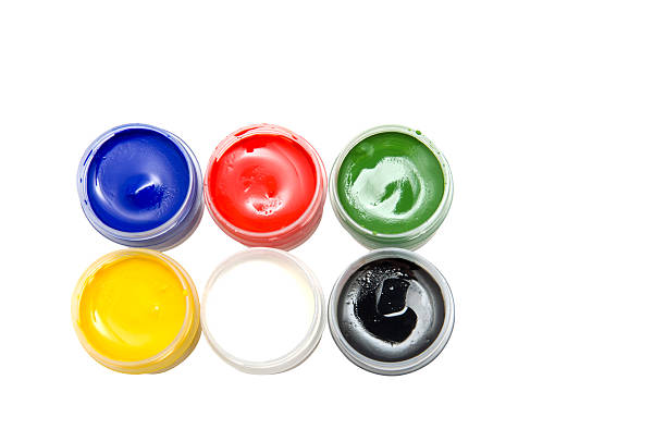 istock Simple watercolor paints palette isolated on white background, top view 2246537370