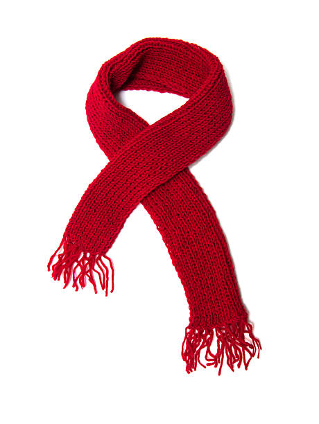 istock Red knitted scarf on a white background. 2246537390