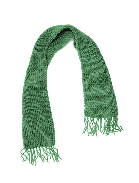istock Green knitted scarf on a white background. 2246537502