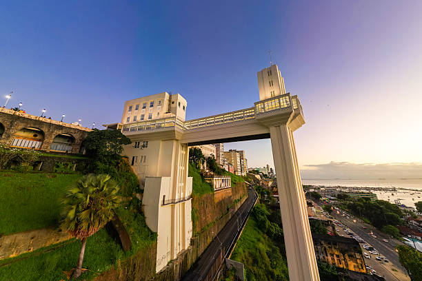 Lacerda Elevator, the Famous Landmark of Salvador City, in Brazil.