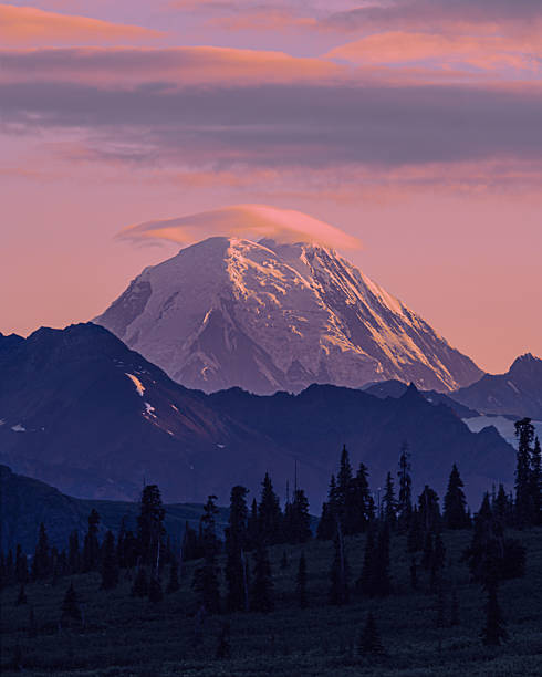 istock Denali peak capped with lenticular cloud at sunset. 2246555966