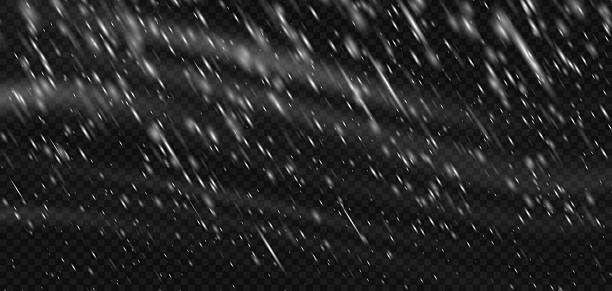 istock Snow blizzard effect snowstorm background with transparent white falling png snowflake overlay. Winter frozen texture for cold ice sky or storm. Isolated flake frost realistic snowy pattern on black 2246558866