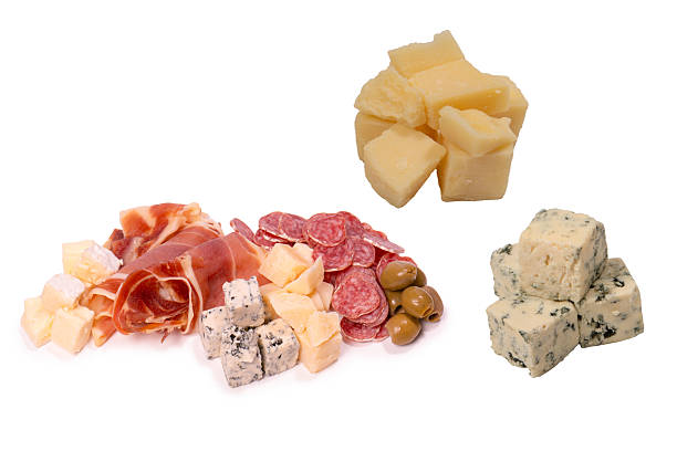 istock Cheese, olives, salami, jamon isolated on a white backgrund. 2246562967