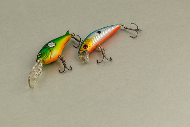 istock Colorful fishing lures on a simple background ready for use 2246574569