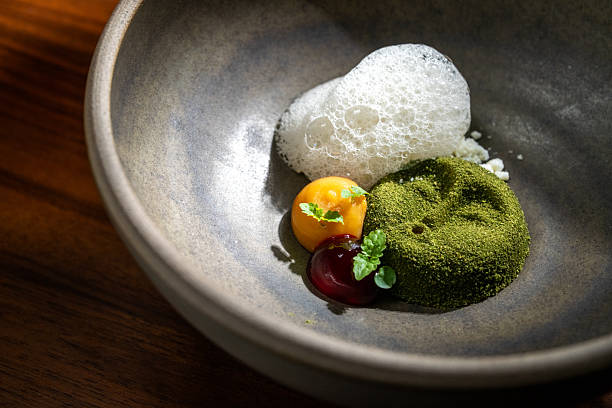istock Fine dining plating molecular food dessert with foam and fruit 2246576791