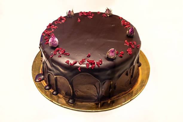 istock Close up view of chocolate cake on the white background 2246580024
