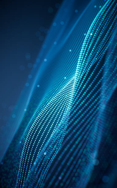 istock Flowing curve lines and particles background, 3d rendering. 2246581072