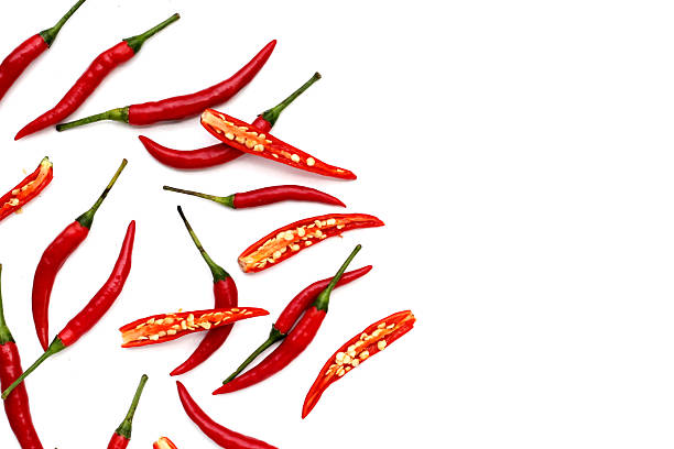 istock Red chili peppers on white background 2246606962