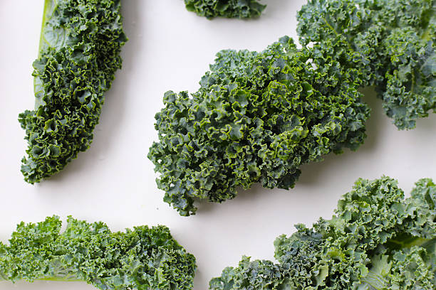 istock Curly kale leaves, Fresh green vegetables 2246608338