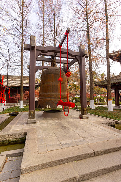 Xi'an, China - Dec 30, 2024 : Big bell at Small Wild Goose Pagoda in Xi'an, China in Dec 30, 2024.