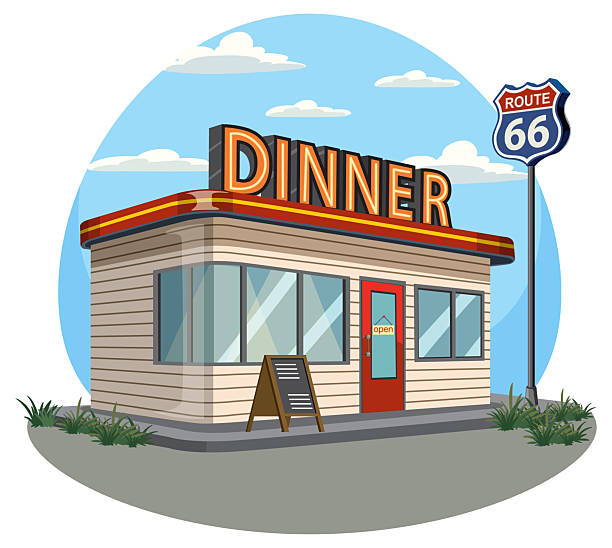 istock Classic Route 66 Diner Exterior with Neon Sign 2246621215