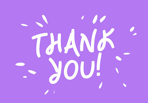 istock Light purple background with white text - Thank you!. The text is written in a cheerful, playful style. Vector lettering. The scene is positive 2246625462