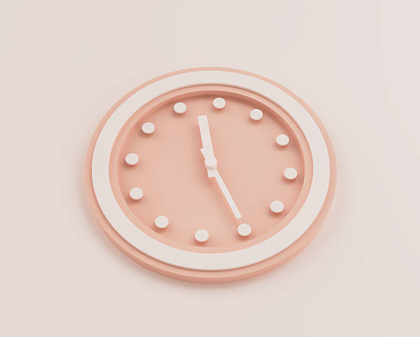 istock Minimalist Pastel Pink And White Rounded Wall Clock 11:25 Eleven Twenty Five Time 3D Illustration 2246631032