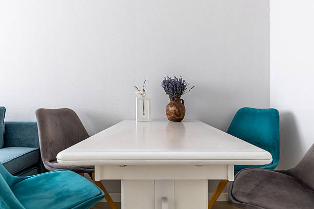istock Dining Table with Velvet Chairs and Lavender 2246631243