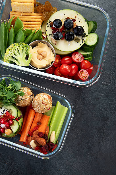 istock Bbox containing fresh fruits, vegetables, sandwiches, and nuts. 2246632888