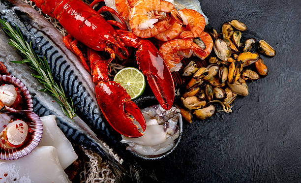 istock Assorted seafood. Mediterannean food concept. 2246633074