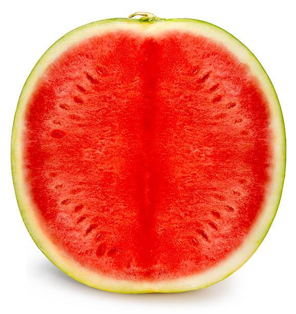 Giant Watermelon isolated on white background, Giant Seedless Watermelon isolated on white with clipping path, High resolution focus stacking photography.