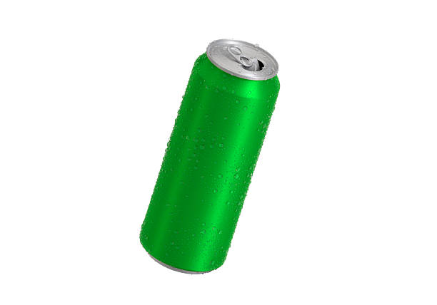 istock Open green Aluminum soda can with water drops isolated on white background 2246643652