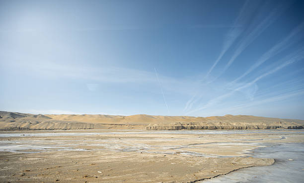 istock Vast Desert Salt Lake Landscape Under a Clear Blue Sky with Distant Mountains and Sparse Vegetation 2246647934