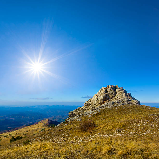 autumn mountain ridge at the sunny day