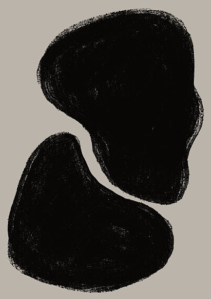 istock Neutral Abstract Art Featuring Two Organic Black Shapes On A Light Gray Background 2246661558