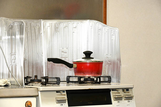 A saucepan placed on a gas stove