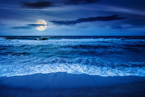 istock black sea waves crashing sandy beach at night 2246667409