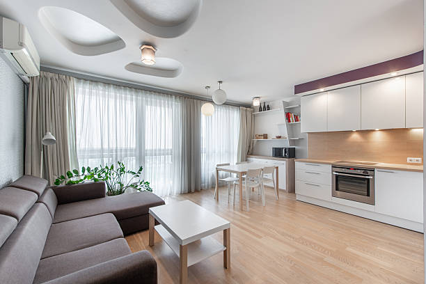 istock Modern Home Open Plan Living Room and Kitchen with Clean and Minimalistic Design 2246669833