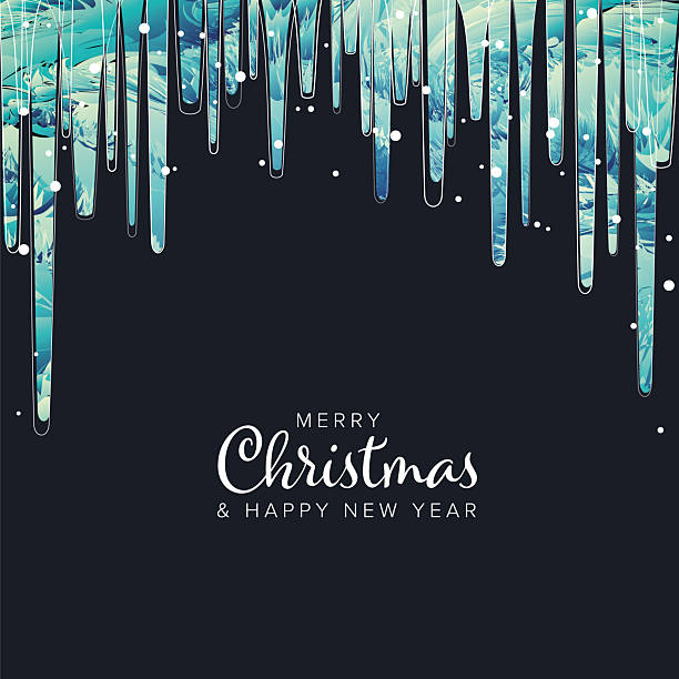 istock Merry Christmas & Happy New Year with Blue Icicles and Snowflakes 2246670549