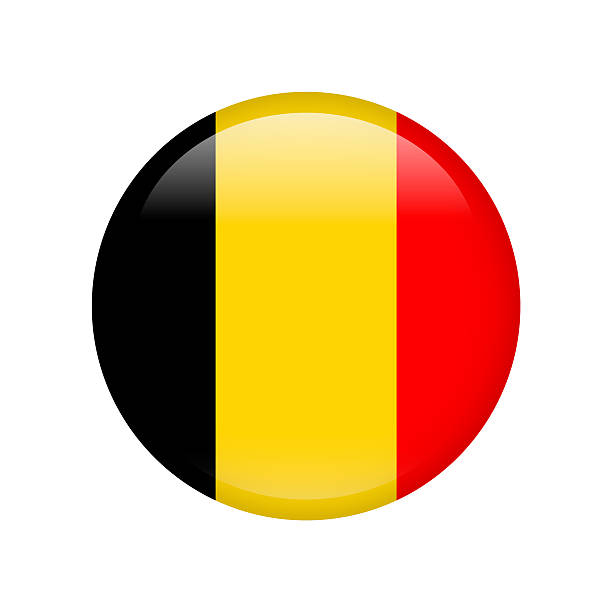 Belgium Flag. Round Glossy Icon. Vector Badge, Button, Sign, Illustration