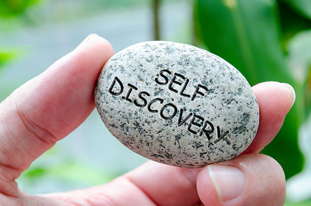 istock Self Discovery text engraved on dark stone. Life harmony concept. 2246679485