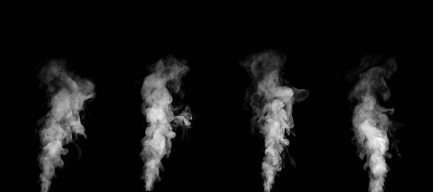 istock Realistic white smoke stream on black background, ideal for design compositing, and visual effects. Perfect for creating atmospheric scenes, steam effects or abstract backgrounds in creative projects. 2246682816