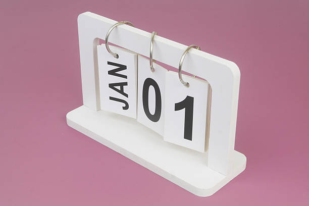istock January, 4 on calendar on purple background. 2246684208