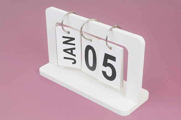istock January, 5 on calendar on purple background. 2246684210
