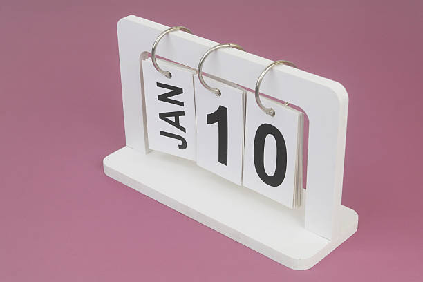 istock January, 10 on calendar on purple background. 2246684244