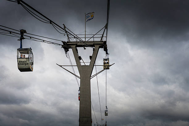 Cologne, Germany - October 13, 2024: famous cable car high above in Cologne, Germany