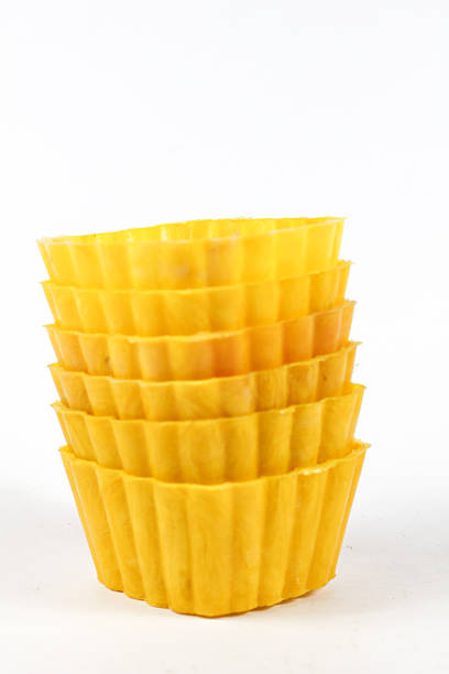 stack of square jelly mold containers Isolated on white background