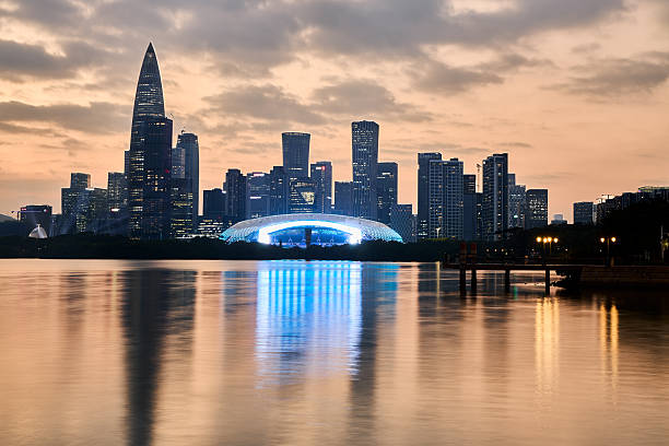 shenzhen city skyline sunset
