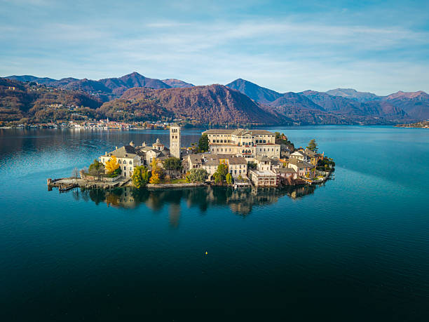 istock Orta San Giulio island, drone aerial view. Color image 2246695969