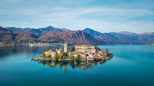 istock Orta San Giulio island, drone aerial view. Color image 2246695974