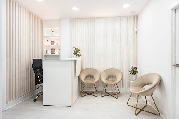 istock Modern clinic reception area with minimalist interior design 2246705731
