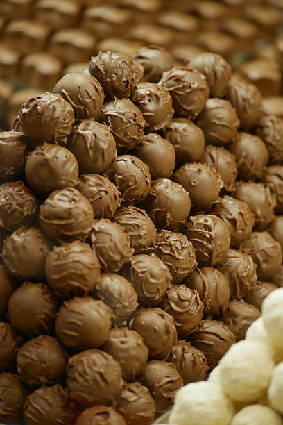 istock Chocolate truffles arranged in a decorative display 2246707956