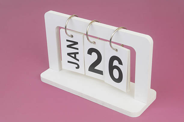 istock January, 26 on calendar on purple background. 2246708155