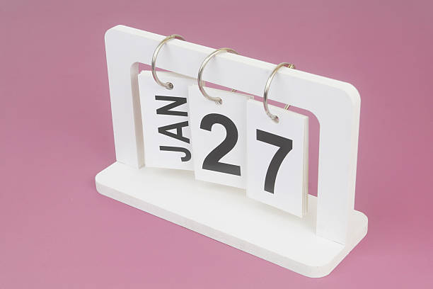 January, 27 on calendar on purple background.
