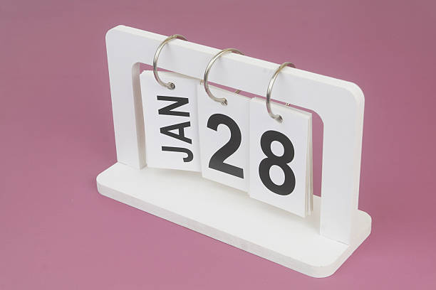 istock January, 28 on calendar on purple background. 2246708218