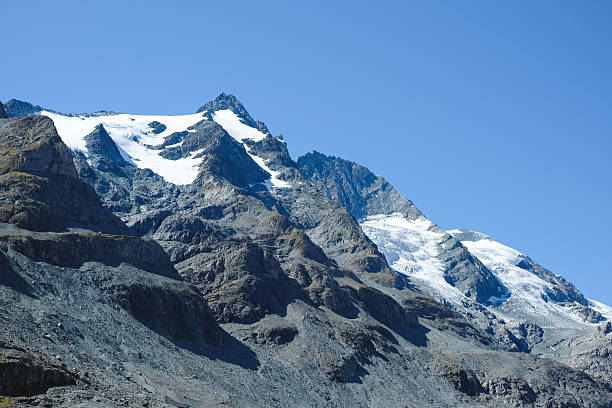 Aerial view of snowcapped mountain, Austrian Alps